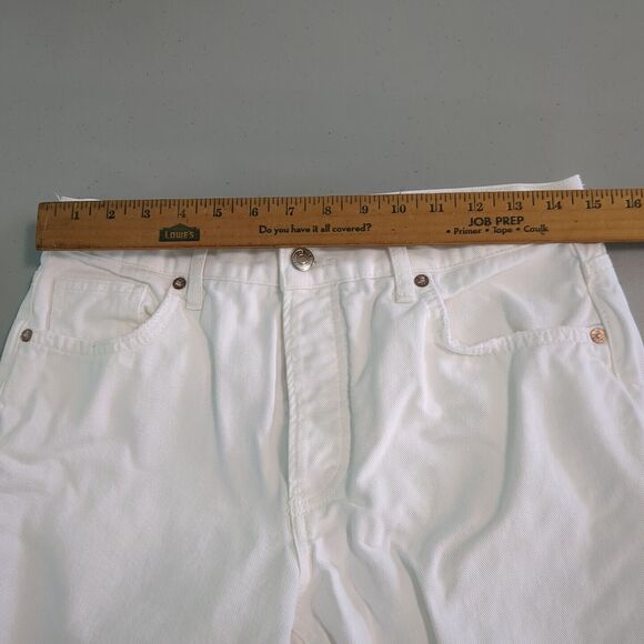 FREE PEOPLE MAGGIE JEANS OB1160849 DISTRESSED OPTIC WHITE SIZE 28 button fly - Picture 4 of 6